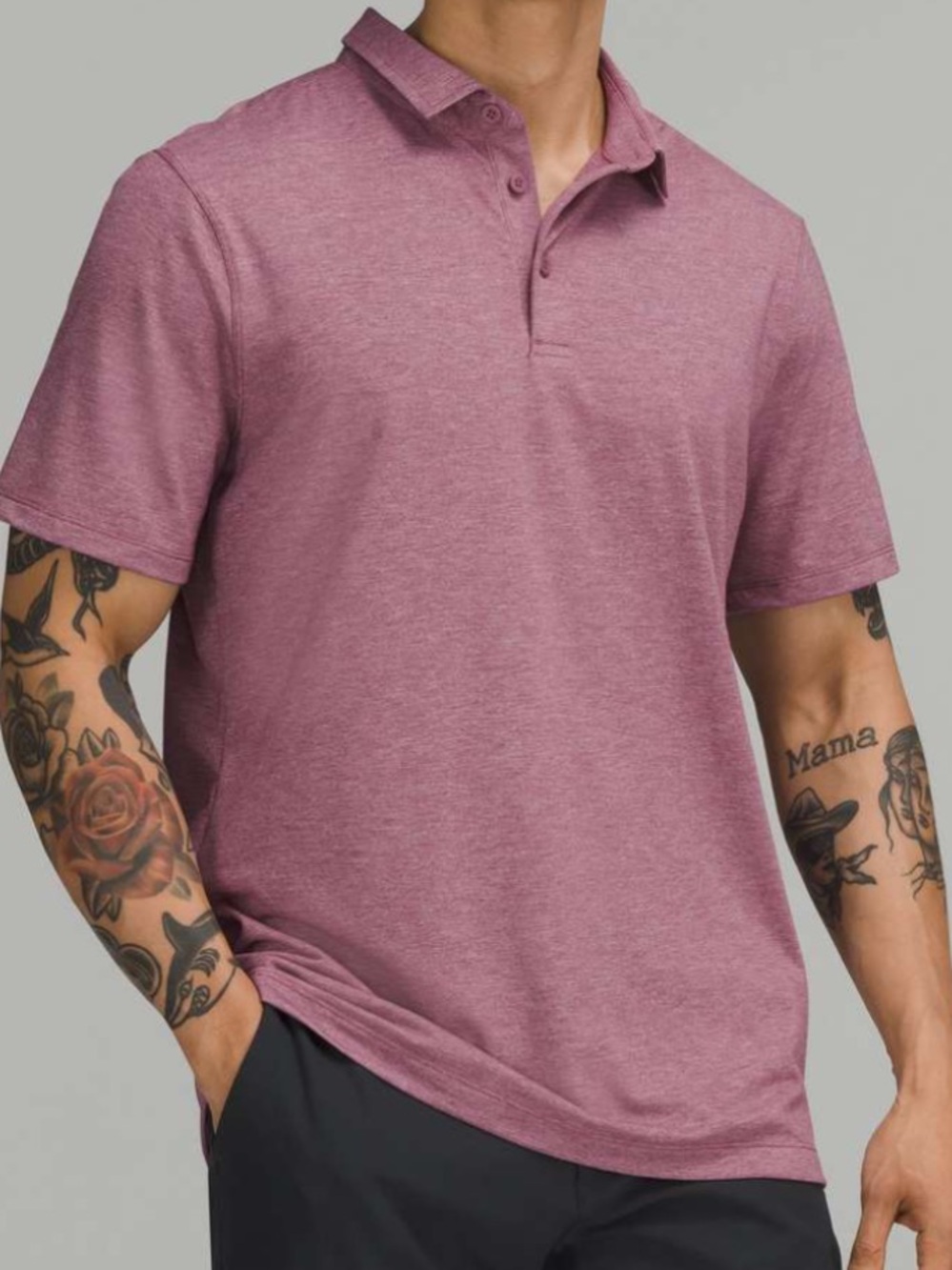 Lululemon Men’s Heathered Vintage plum Polo Shirt Casual Short Sleeve Size L